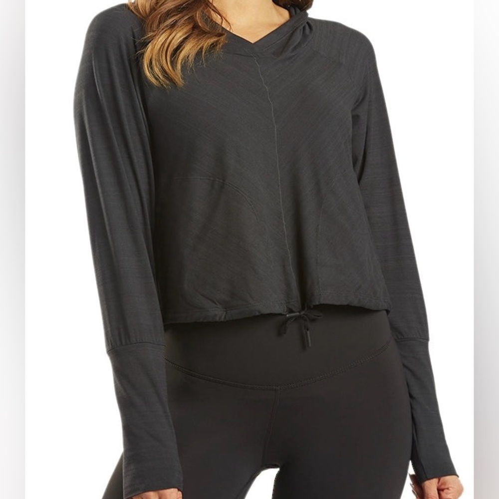 prAna Charcoal Inigma After Yoga Crop Hoodie Size Medium